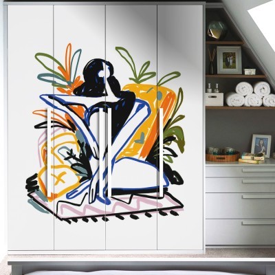 Houseart - ΣΗΜΑΝΤΙΚΟ: Σε περίπτωση διαφοράς τιμής από το κατάστημα ισχύει παντα και μόνο η τιμή του καταστήματος Καθισμένη γυναίκα στον καναπέ, Line Art, Αυτοκόλλητα ντ